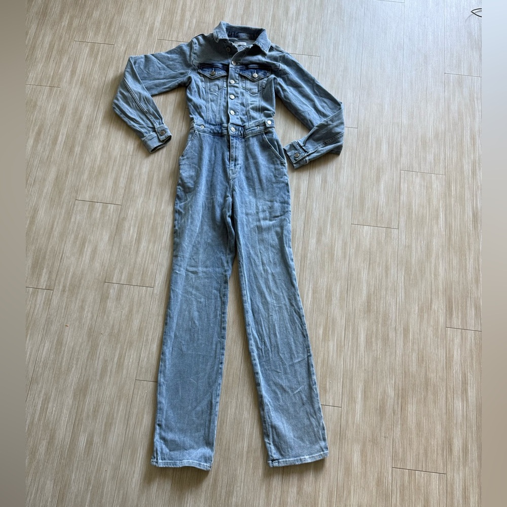 Good American Long sleeve Jean jumpsuit 0